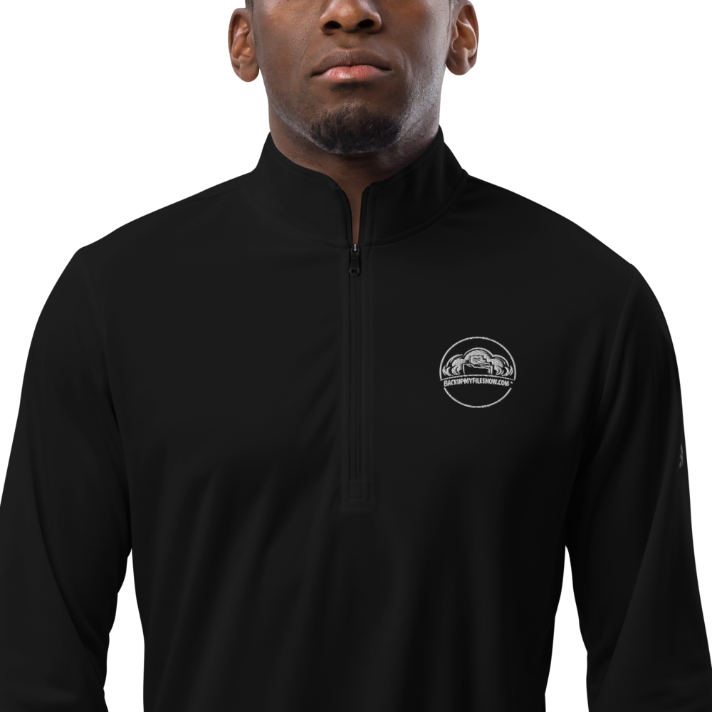Men's black Adidas quarter-zip pullover, stylish and comfortable, featuring the iconic Adidas logo on the chest.