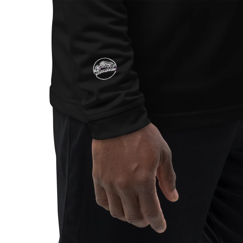 Men's black Adidas quarter-zip pullover with a stand collar, made for casual and athletic wear.