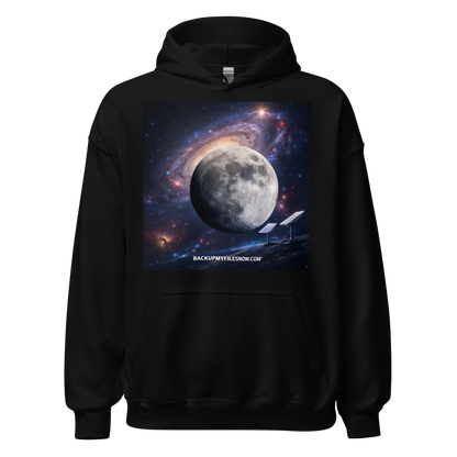 Black unisex heavy blend hoodie by Gildan 18500, featuring a comfortable, warm design suitable for everyday wear.