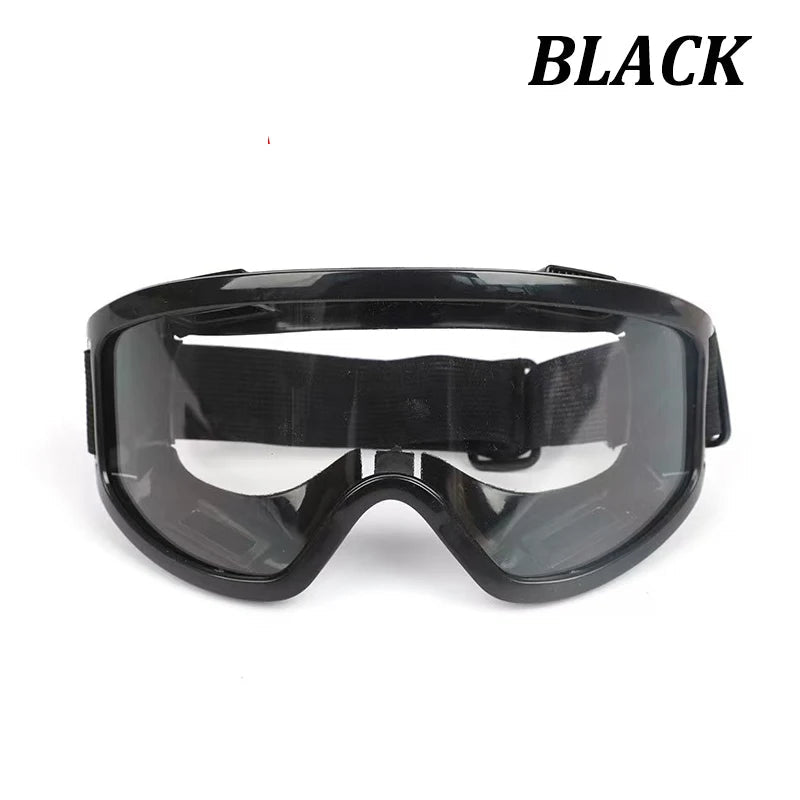 Black safety antifog protective goggles with clear lenses, wind-proof and anti-splash design for industrial, lab, cycling, and riding use.