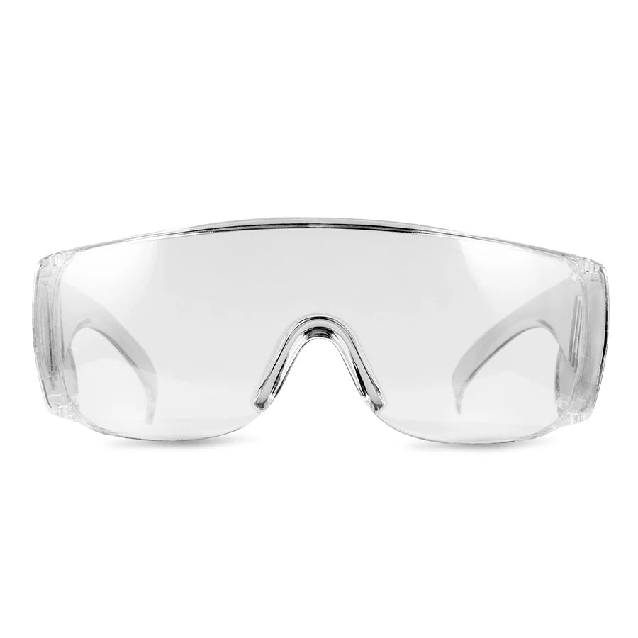 Black safety goggles with clear lenses, anti-splash and dust-proof eye protection for lab and industrial work environments.