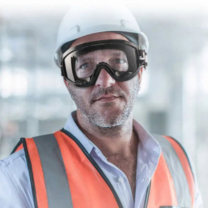 Transparent safety goggles with a soft, large frame designed for outdoor riding, offering anti-impact and anti-dust protection.