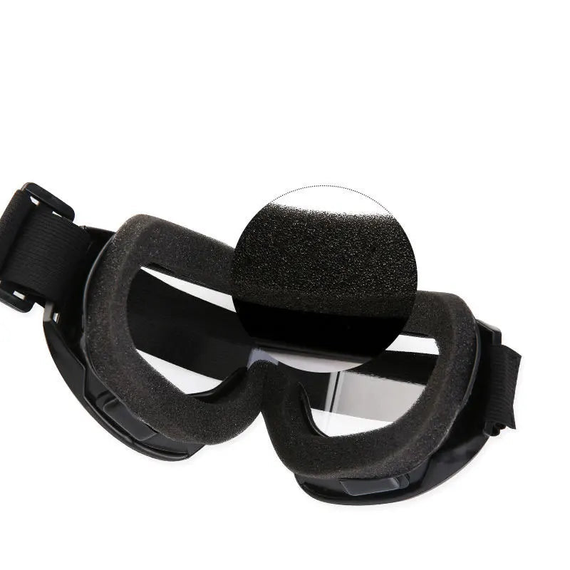 Transparent safety goggles with a soft large frame, anti-impact and dust protection, ideal for outdoor riding and safety.