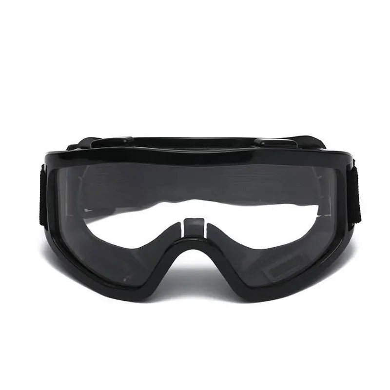 Transparent safety goggles with large frame, anti-impact and anti-dust protection, ideal for outdoor riding and protective use.