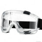 Black safety goggles with anti-splash dust-proof design, adjustable strap, protective eyewear for lab work, suitable for women and men.