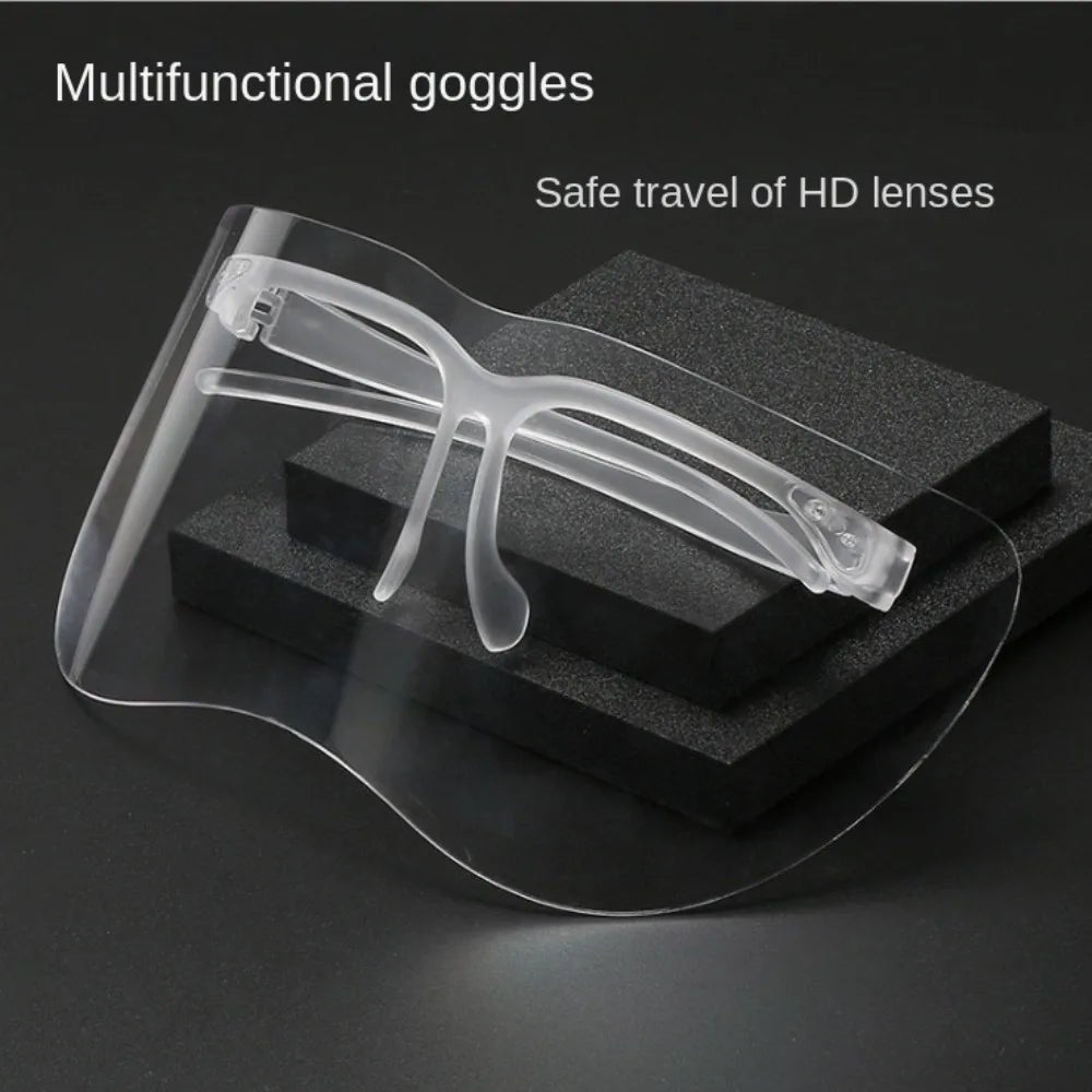 Black safety goggles with dust-proof, anti-splash lenses, suitable for outdoor sports, cycling, and wind protection, unisex design.