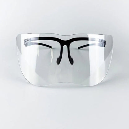 Black safety goggles with dust-proof, anti-splash lenses, windproof design, suitable for outdoor sports and cycling, unisex style.