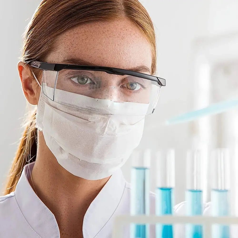 Black safety goggles from BACKUPMYFILESNOW.COM® with dust-proof, anti-splash protection, ideal for outdoor sports and cycling.