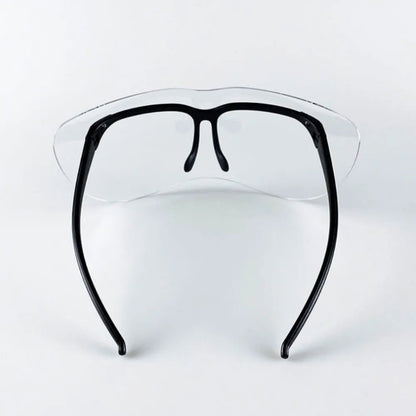 Black safety goggles with dust-proof, anti-splash lenses, windproof design, suitable for outdoor sports and cycling, unisex eyewear.
