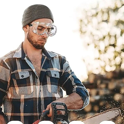 Clear safety goggles by BACKUPMYFILESNOW.COM® fit over glasses, anti-fog, lab protection, and chemistry safety eyewear.