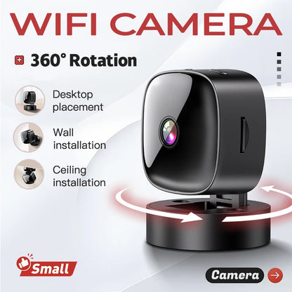 Black 4K wireless security camera with night vision, infrared surveillance, and remote monitoring for home security.