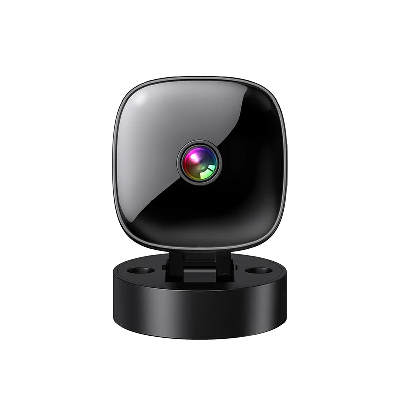 Black 4K wireless security camera with night vision, infrared surveillance, and remote monitoring for home security.