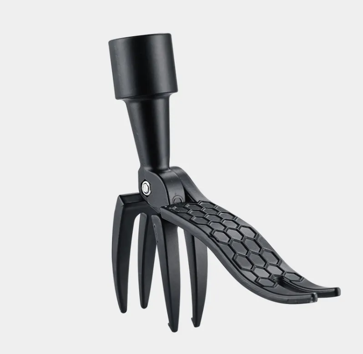 Black ergonomic stand-up weeding rooter tool by BACKUPMYFILESNOW.COM® for efficient garden weed removal.