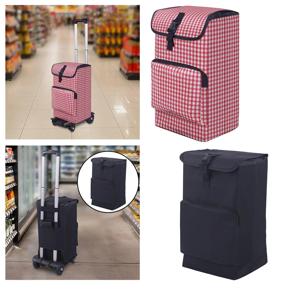 Large black trolley shopping spare bag from BackupMyFilesNow.com designed for grocery shopping carts and grocery carts.