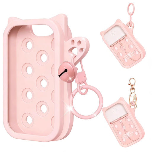 Black silicone hand sanitizer mist case with keyring, portable protective spray accessory for 1 fl oz hand sanitizer bottles.