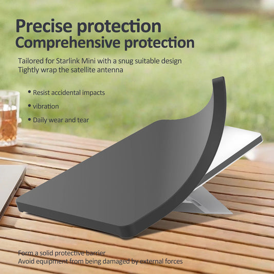 Black silicone protective cover case for Starlink Mini dish, weatherproof and dustproof, designed by BACKUPMYFILESNOW.COM®