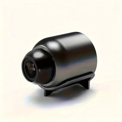 Black smart home security camera with night vision, motion detection, wireless remote monitoring, and video surveillance features.