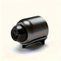 Black smart home security camera with night vision, motion detection, wireless remote monitoring, and video surveillance features.