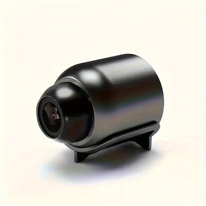 Black smart home security camera with night vision, motion detection, wireless remote monitoring, and video surveillance capabilities.