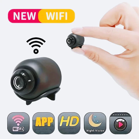 Black smart home security camera with night vision, motion detection, wireless remote monitoring, and video surveillance capabilities.