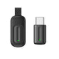 BackupMyFilesNow.com black smart IR blaster USB-C/USB infrared remote adapter for TV, AC, DVD, compatible with iOS and Android devices.