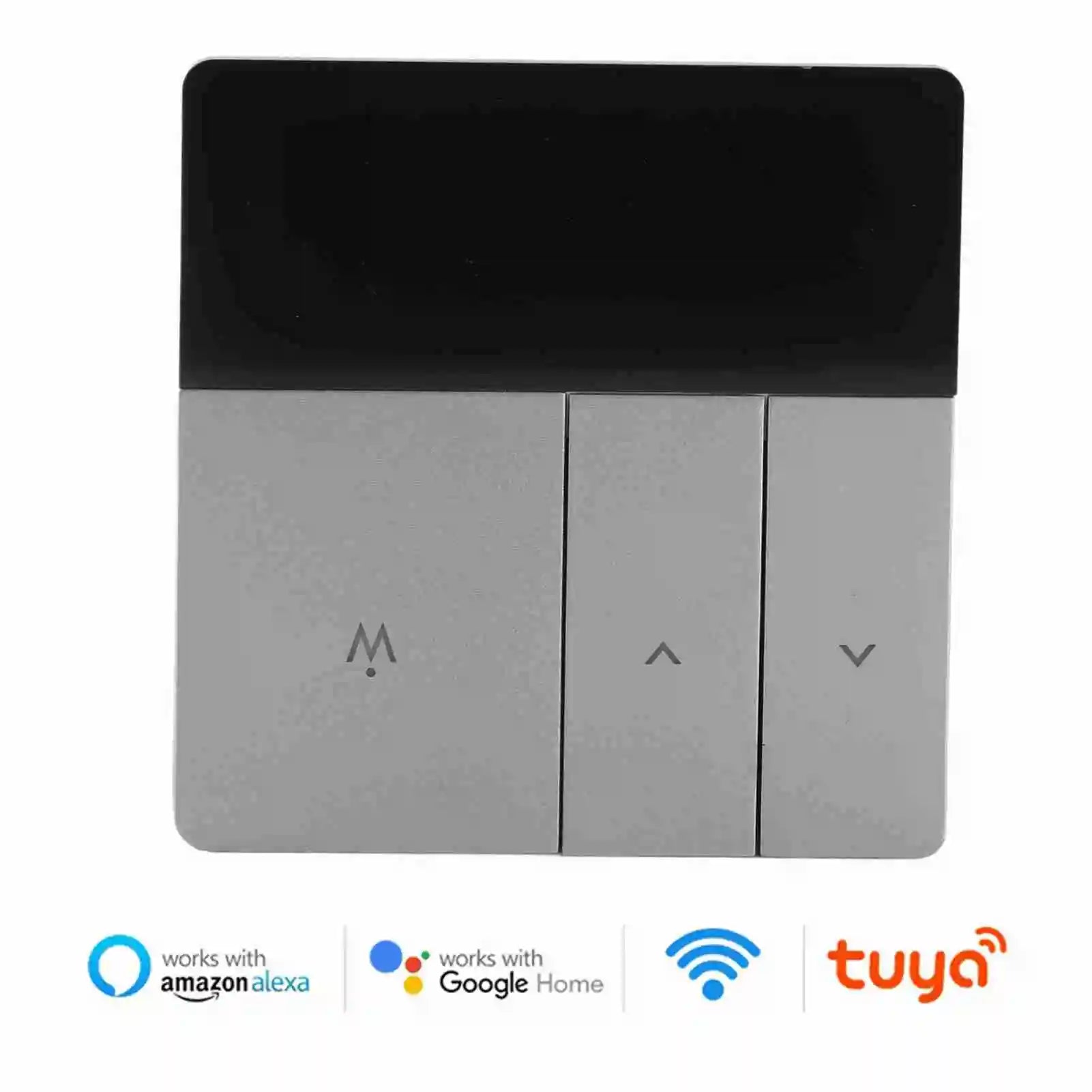 Black BackupMyFilesNow.com smart thermostat with LCD screen, programmable WiFi digital temperature controller for home climate management.