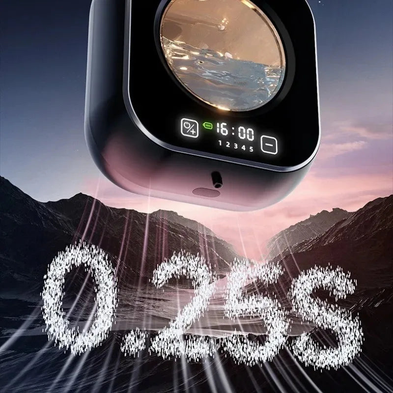 Black wall-mounted Smart Induction Hand Washer with infrared sensor, foam dispenser, and digital temperature display.