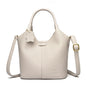 Black soft leather women's shoulder handbag with vintage design, luxury style, large capacity, and elegant craftsmanship.