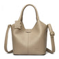 Black soft leather women's vintage shoulder handbag with large capacity, luxury designer style and elegant silhouette.