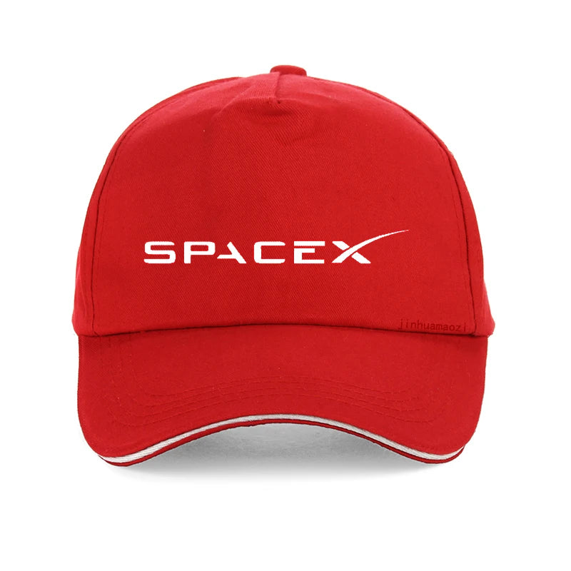Black SpaceX logo baseball cap for men and women, unisex adjustable snapback hat with a hip hop style.