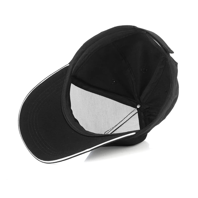 Black SpaceX logo cap for men and women, unisex baseball snapback hat with adjustable hip hop style design.