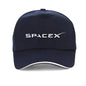 Black SpaceX logo baseball cap for men and women, adjustable snapback style, unisex hip hop fashion accessory.