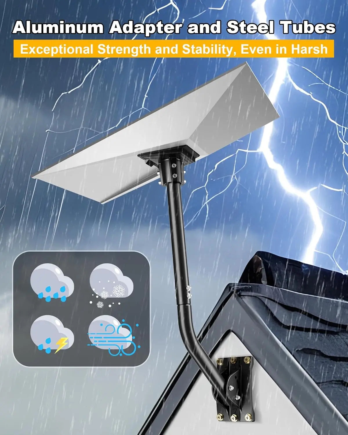 Starlink Gen 3 heavy-duty aluminum pole adapter with 360° rotation, waterproof wall and roof mounting kit for RV satellite installation