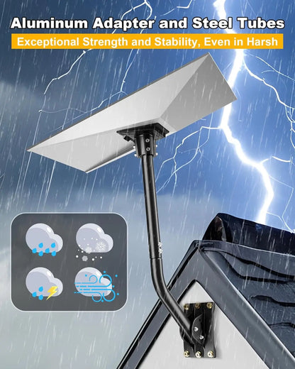 Starlink Gen 3 heavy-duty aluminum pole adapter with 360° rotation, waterproof wall and roof mounting kit for RV satellite installation