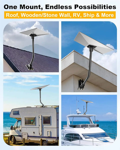 Starlink Gen 3 heavy-duty aluminum pole adapter, 360° rotatable waterproof mount kit for satellite on wall, roof, or pole.