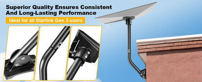 Starlink Gen 3 heavy-duty aluminum pole adapter, waterproof, 360° rotatable wall and roof mount for satellite RV installation