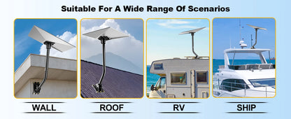 Starlink Gen 3 heavy-duty aluminum alloy pole adapter with waterproof 360° rotatable mount for wall, roof, or RV satellite setup.