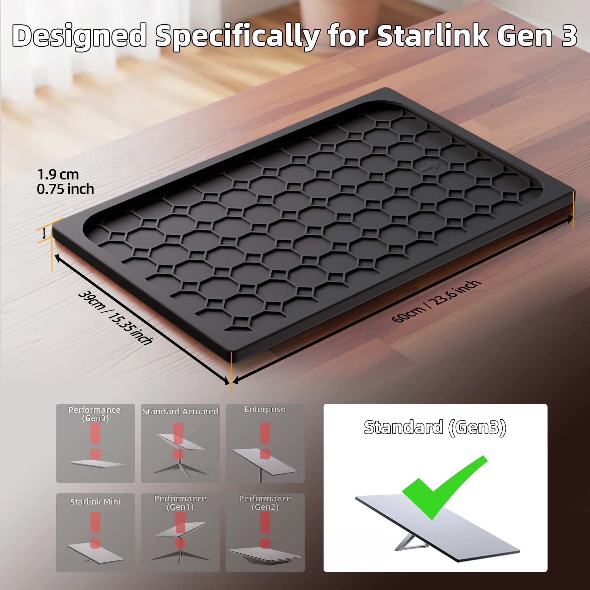 Black Starlink Gen 3 silicone cover, waterproof and UV resistant protective case for outdoor standard satellite dish, anti-hail design.