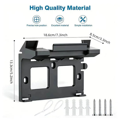 Black Starlink Gen3 Router wall mount with 2-in-1 power supply holder bracket for satellite internet in home, RV, or office.