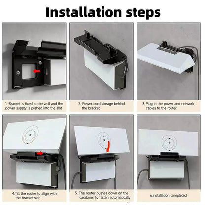Black Starlink Gen3 router wall mount with 2-in-1 power supply holder, satellite internet bracket for home, RV, or office.