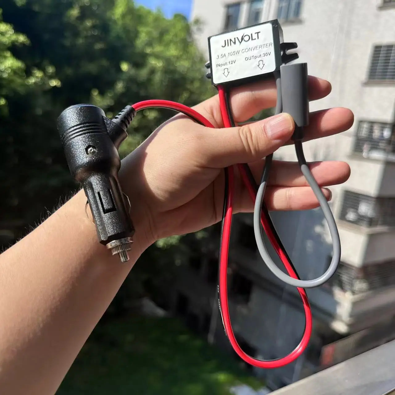 Starlink Mini 12V adapter DC power cord converter for Starlink Mini power supply, step-up to 30V 3.5A, black connector.