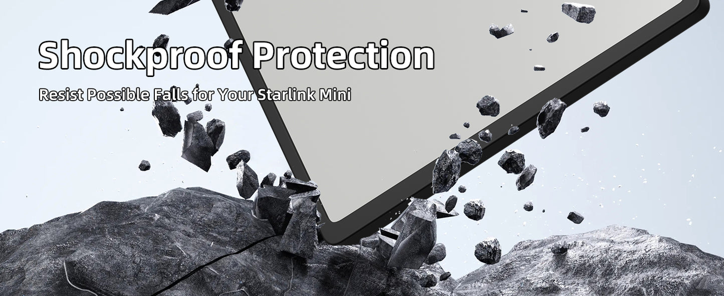 Black Starlink Mini Case by BACKUPMYFILESNOW.COM®, liquid silicone protective cover for Starlink satellite dish and portable setup
