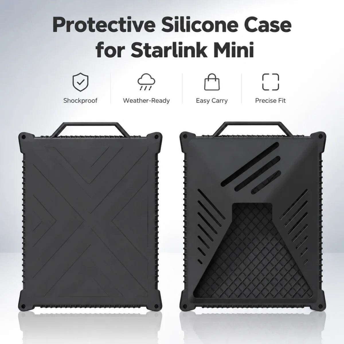 Black silicone cooling cover for Starlink Mini antenna, shockproof anti-collision case, portable heat dissipation shell by BACKUPMYFILESNOW.COM®