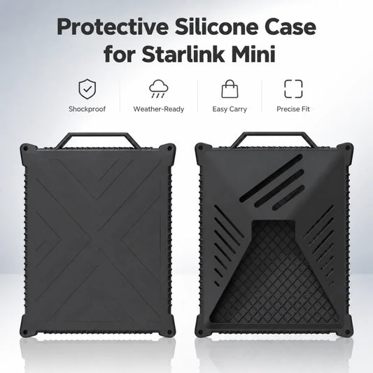 Black silicone cooling cover for Starlink Mini antenna, shockproof anti-collision case, portable heat dissipation shell by BACKUPMYFILESNOW.COM®