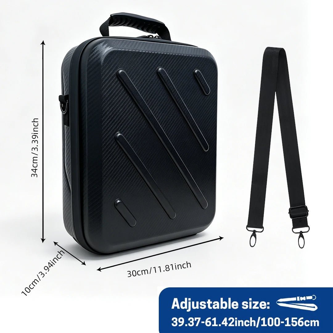 Black Starlink Mini Kit hard carrying case with waterproof, shockproof, scratch-resistant design, ideal for portable travel storage.
