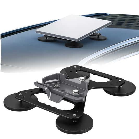 Black Starlink Mini Magnetic Roof Mount bracket made of aluminum alloy, heavy-duty ABS, suitable for trucks, RVs, boats, and cars.