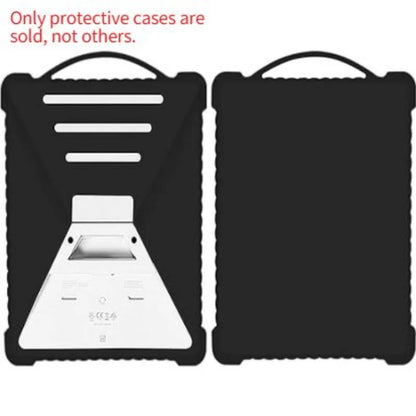 Black Starlink Mini protective case made of liquid silicone for satellite dish, portable full-coverage shock-absorbing accessory.