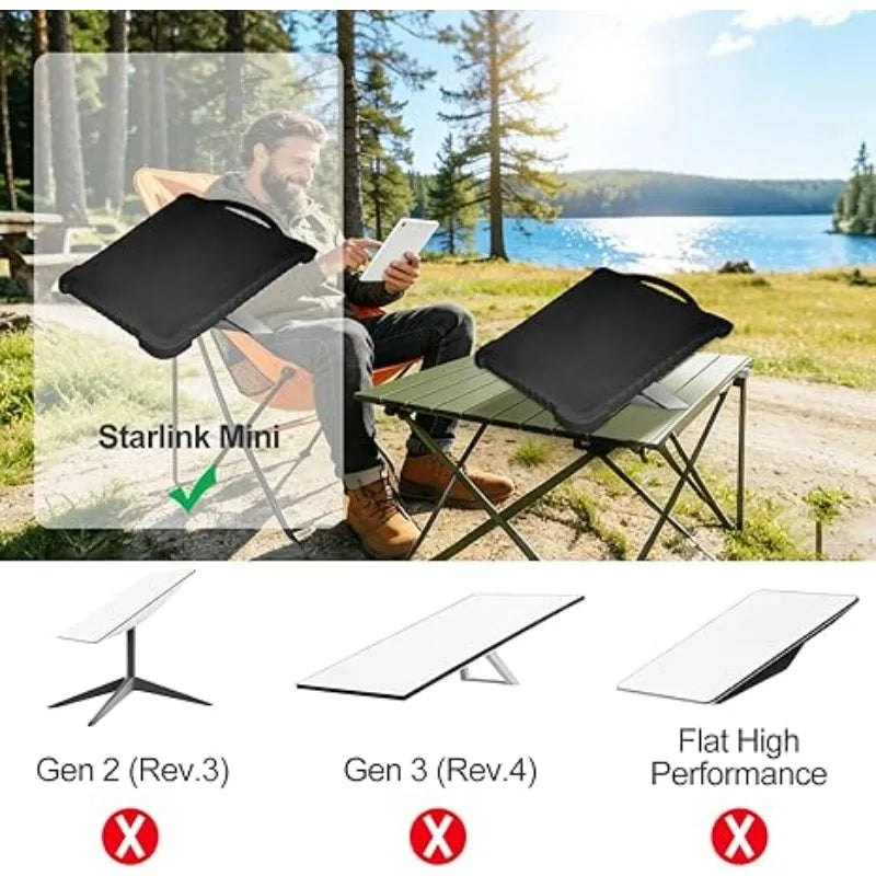 Black Starlink Mini protective case made of liquid silicone shell for satellite dish, portable full-coverage shock-absorbing accessory.