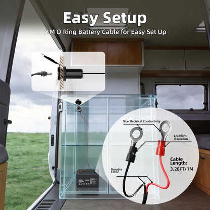 Starlink Mini RV cable pass-through kit with waterproof aluminum DC socket and O-ring adapter for car installation.