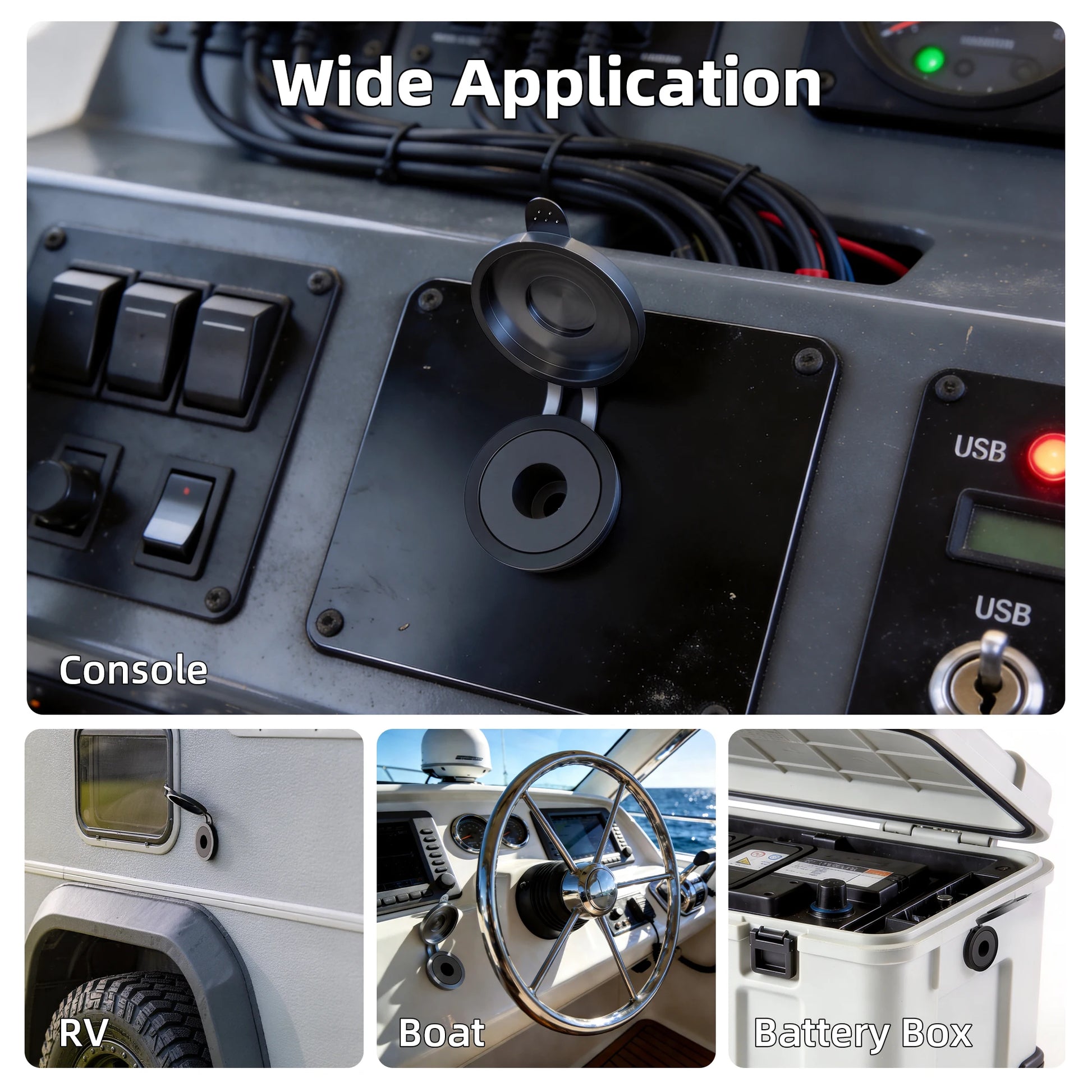 Starlink Mini RV cable pass-through kit with waterproof aluminum DC socket and O-ring adapter for car installation.